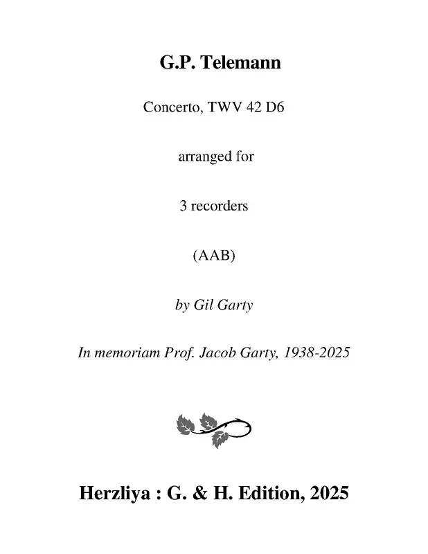 Trio Sonata, TWV 42:a7 Piano Sheet Music Page 1 Free PDF