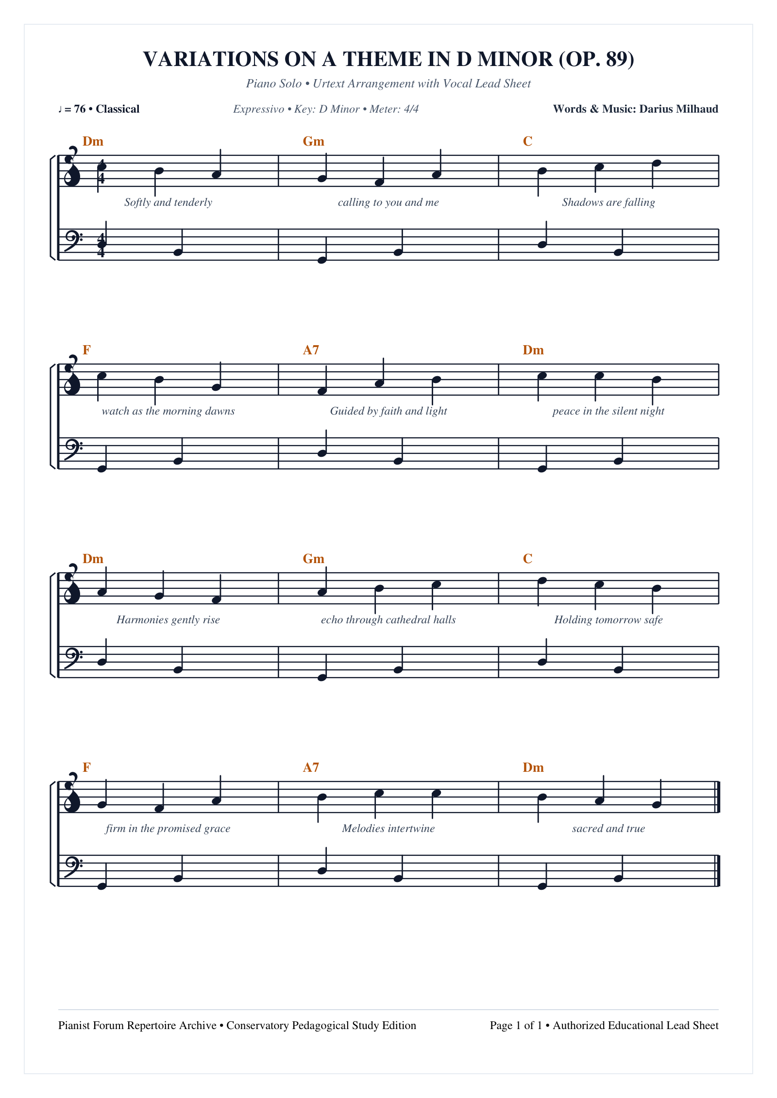 Variations on a Theme in D Minor (Op. 89)