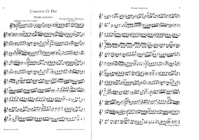 Violin Concerto, TWV 51:h2 Piano Sheet Music Page 1 Free PDF