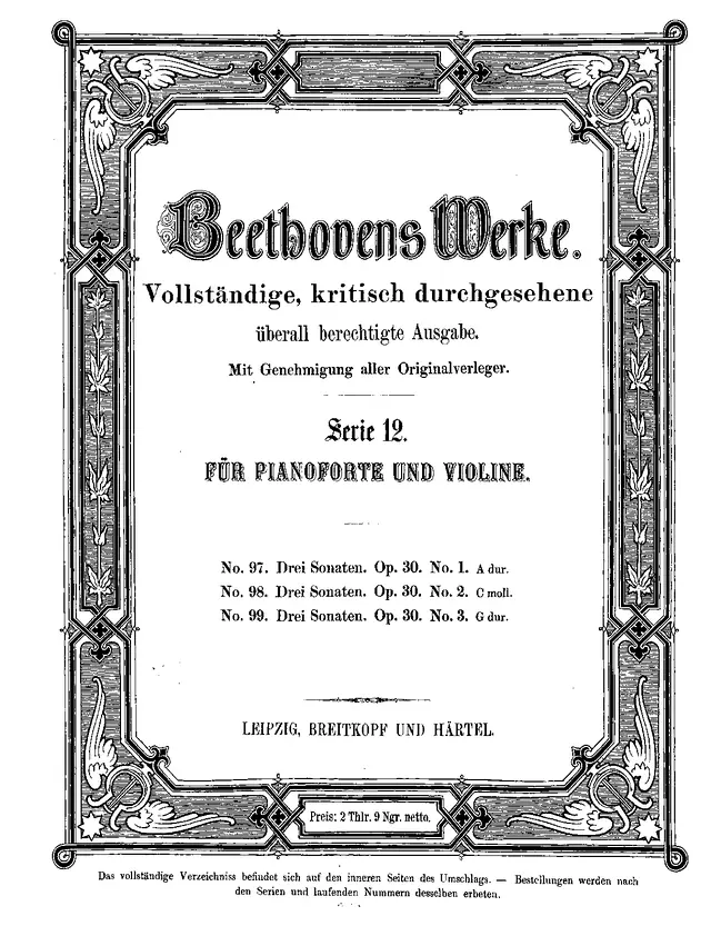 Violin Sonata No.7, Op.30 No.2 Piano Sheet Music Page 1 Free PDF